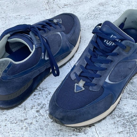 Louis Vuitton Men Sneaker Lace Up Shoes Blue Suede Shoes Made in Italy Size 8UK - Picture 3 of 12